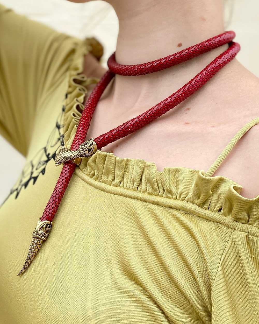 Red Snake Mesh Necklace - image 3