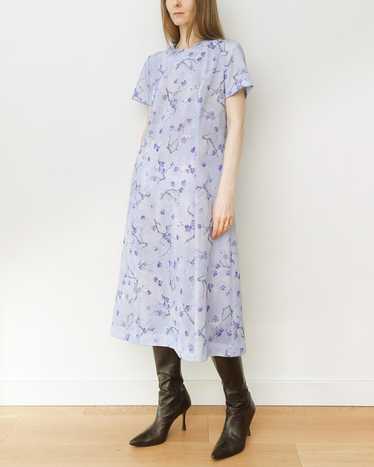 Blue Cherry Blossom Midi Dress