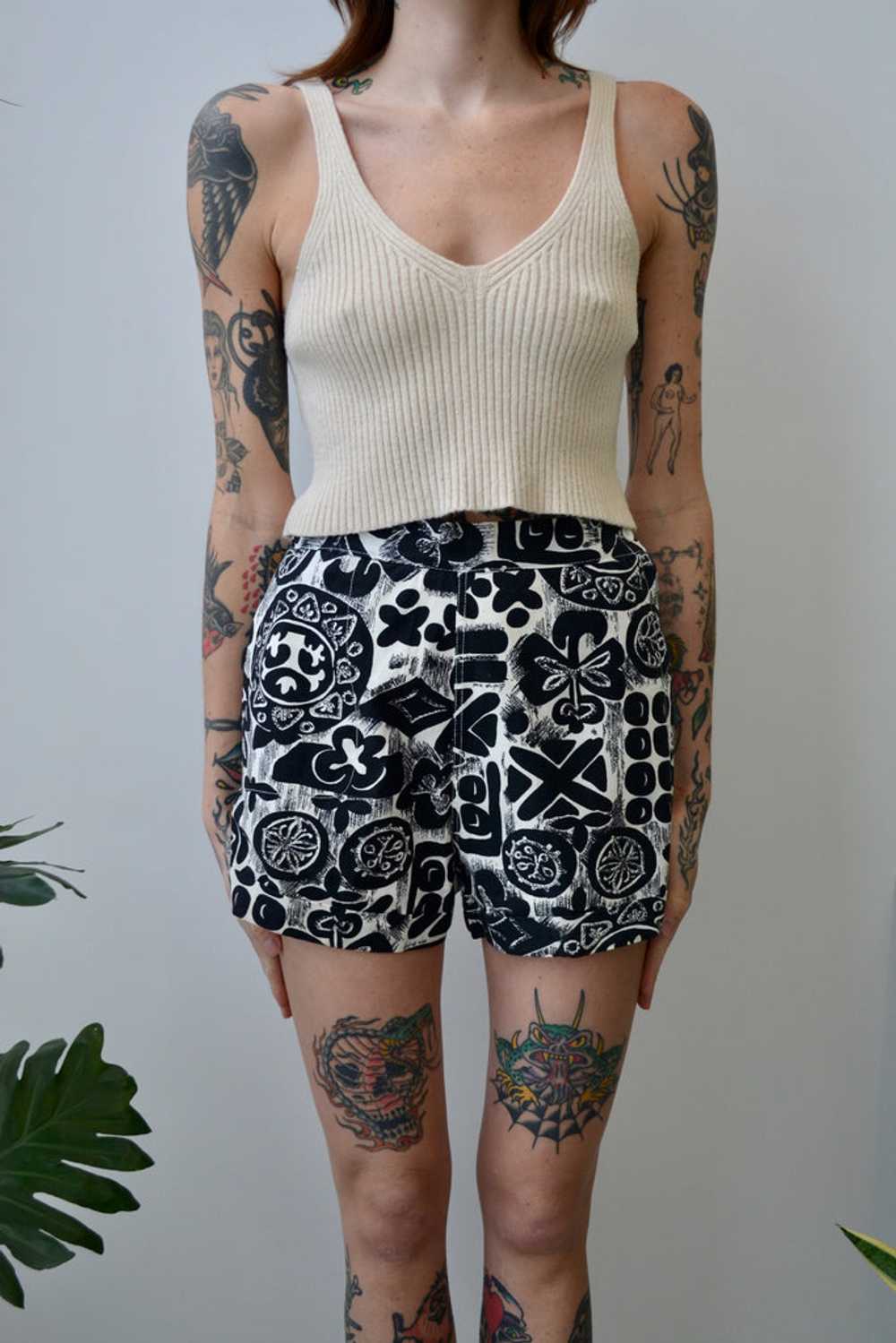 Sixties B&W Patterned Shorts - image 1