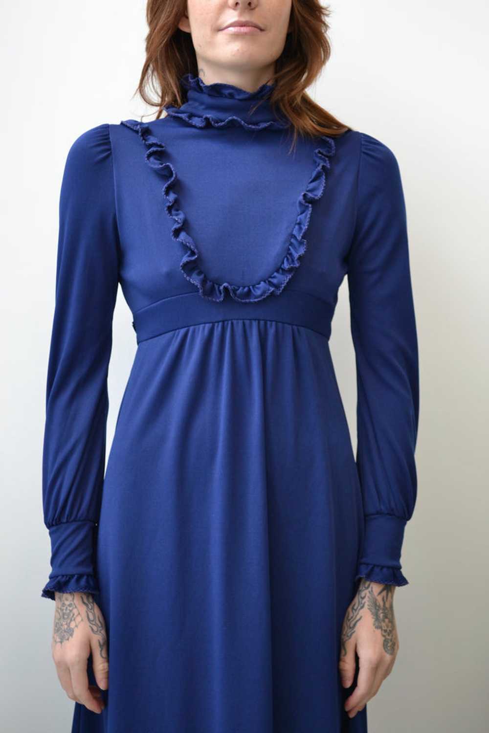 Seventies Navy Blue Ruffle Maxi - image 2