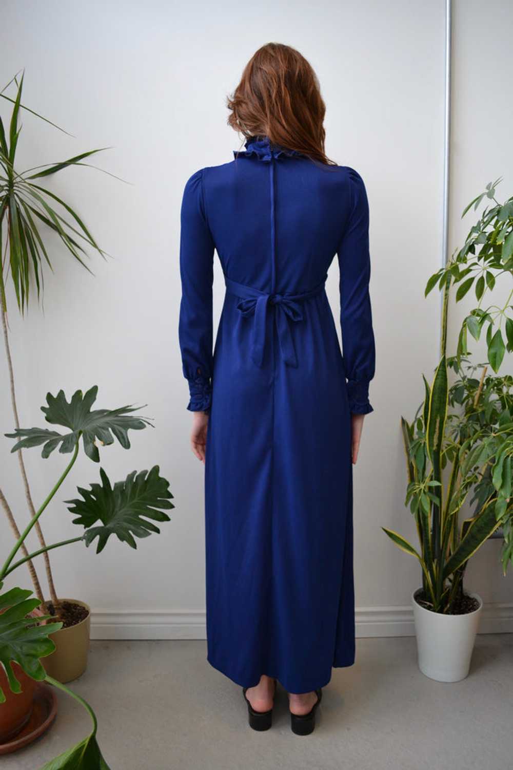 Seventies Navy Blue Ruffle Maxi - image 3