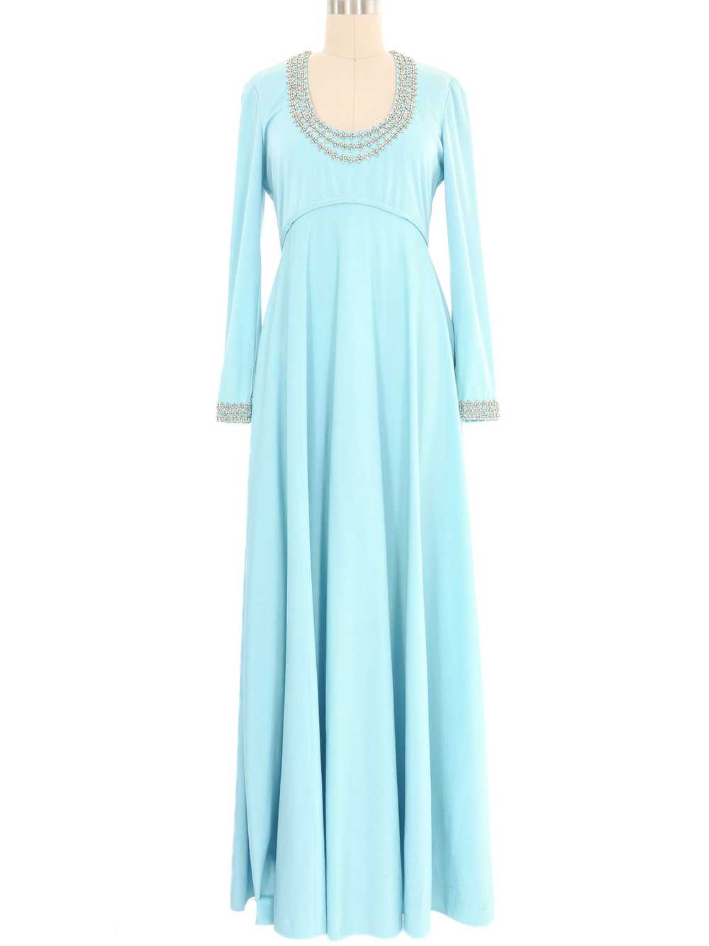 Victoria Royal Embellished Sky Blue Jersey Gown - image 1