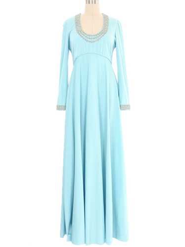 Victoria Royal Embellished Sky Blue Jersey Gown