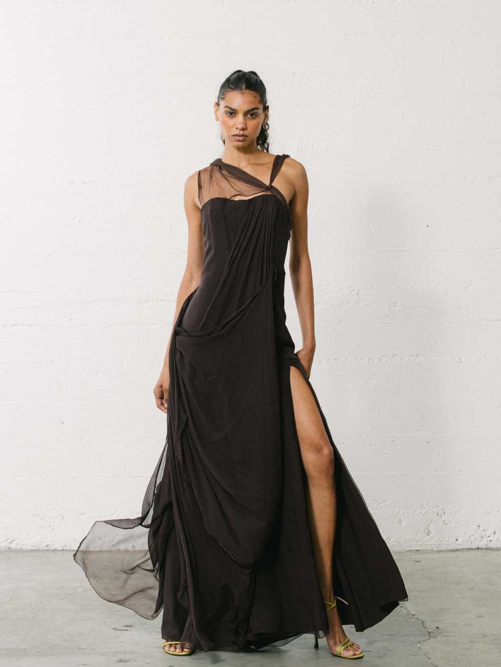 2000s Christian Dior Chocolate Chiffon Gown - image 2