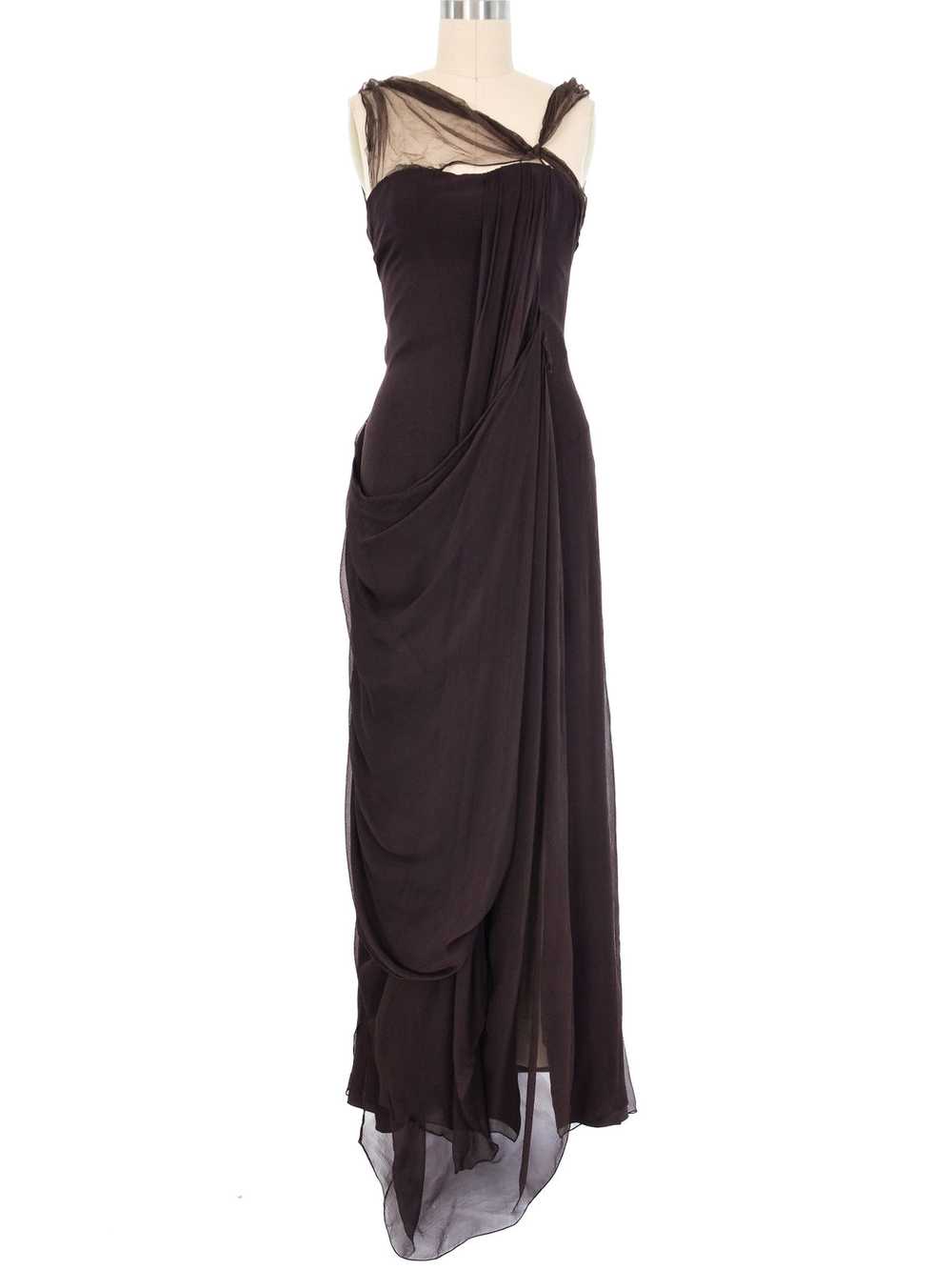 2000s Christian Dior Chocolate Chiffon Gown - image 6