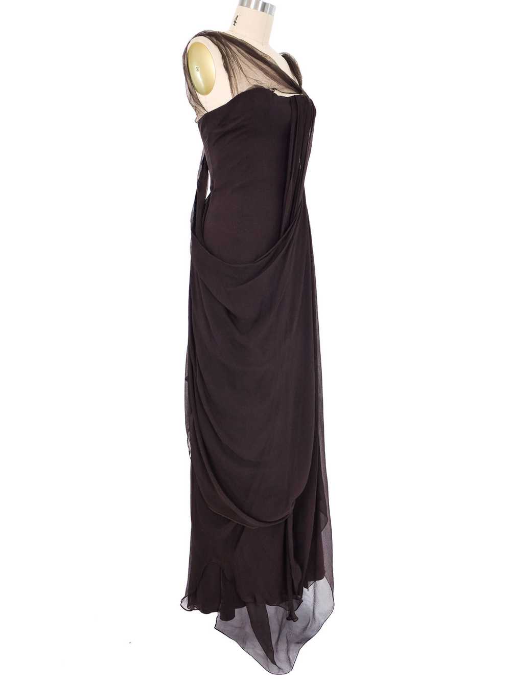 2000s Christian Dior Chocolate Chiffon Gown - image 8