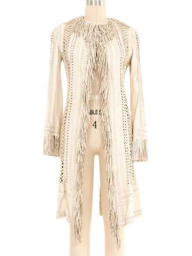 2002 Gianni Versace Cream Fringed Leather Jacket