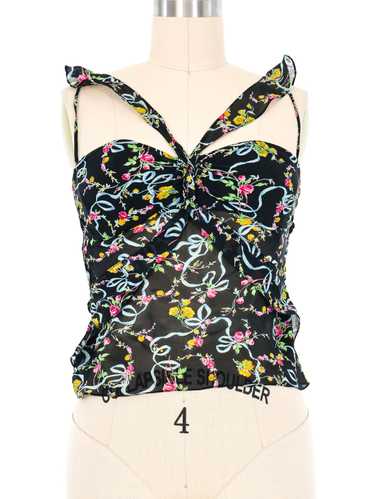 Christian Dior Floral Chiffon Bustier Top