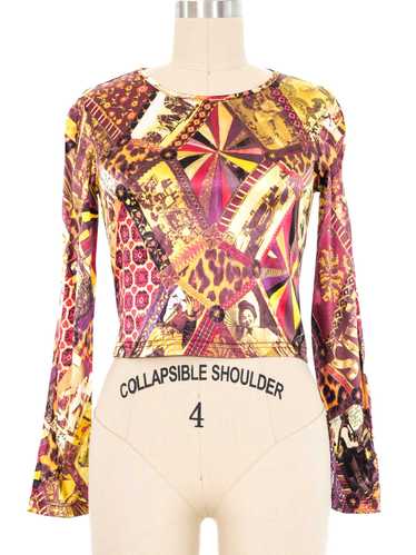 Christian Lacroix Satin Patterned Long Sleeve Top