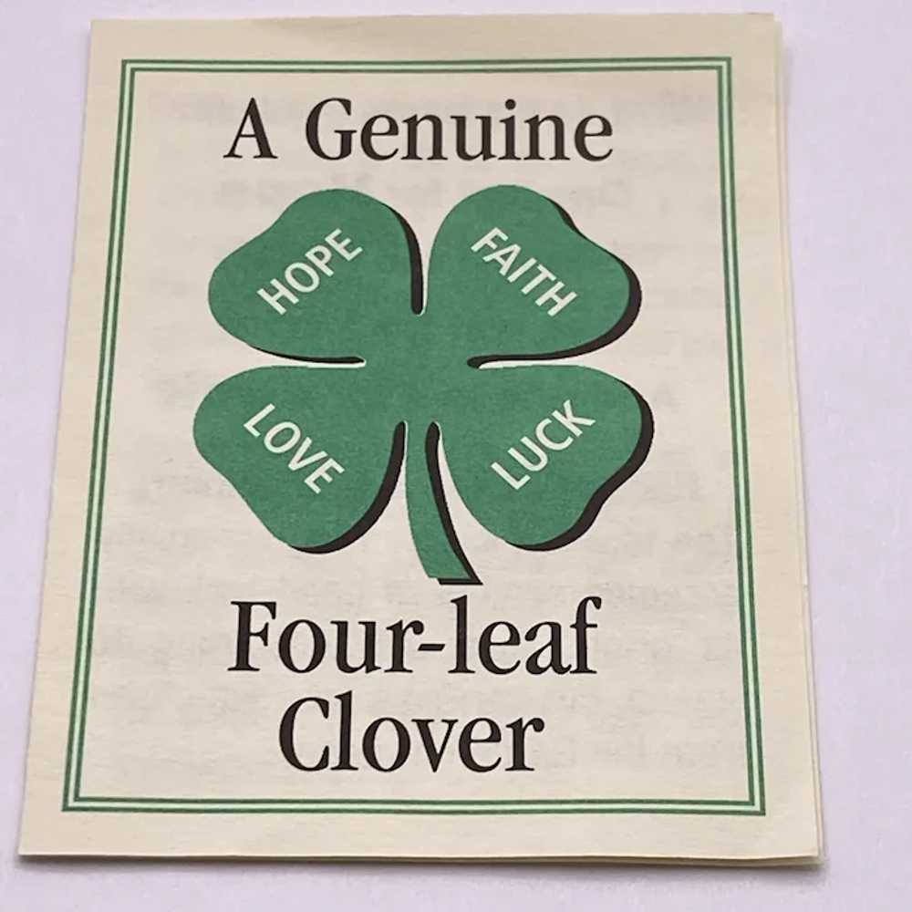 Authentic Four-Leaf Clover Under Glass 14K Gold P… - image 4