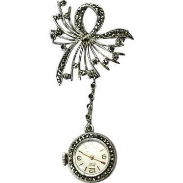 Antique newest Vintage Art Nouveau Sterling Silver Lapel Pocket Watch Pin