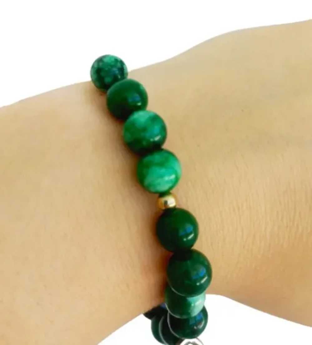 MALACHITE beaded BRACELET and silver heart pendan… - image 3