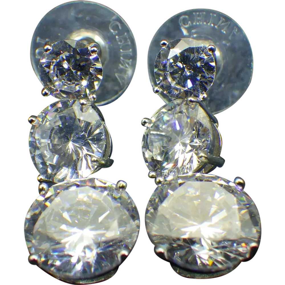 Brilliant Cubic Zirconia Crystal Earrings, Gradua… - image 1