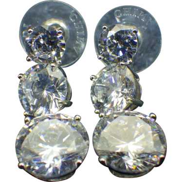 Brilliant Cubic Zirconia Crystal Earrings, Gradua… - image 1