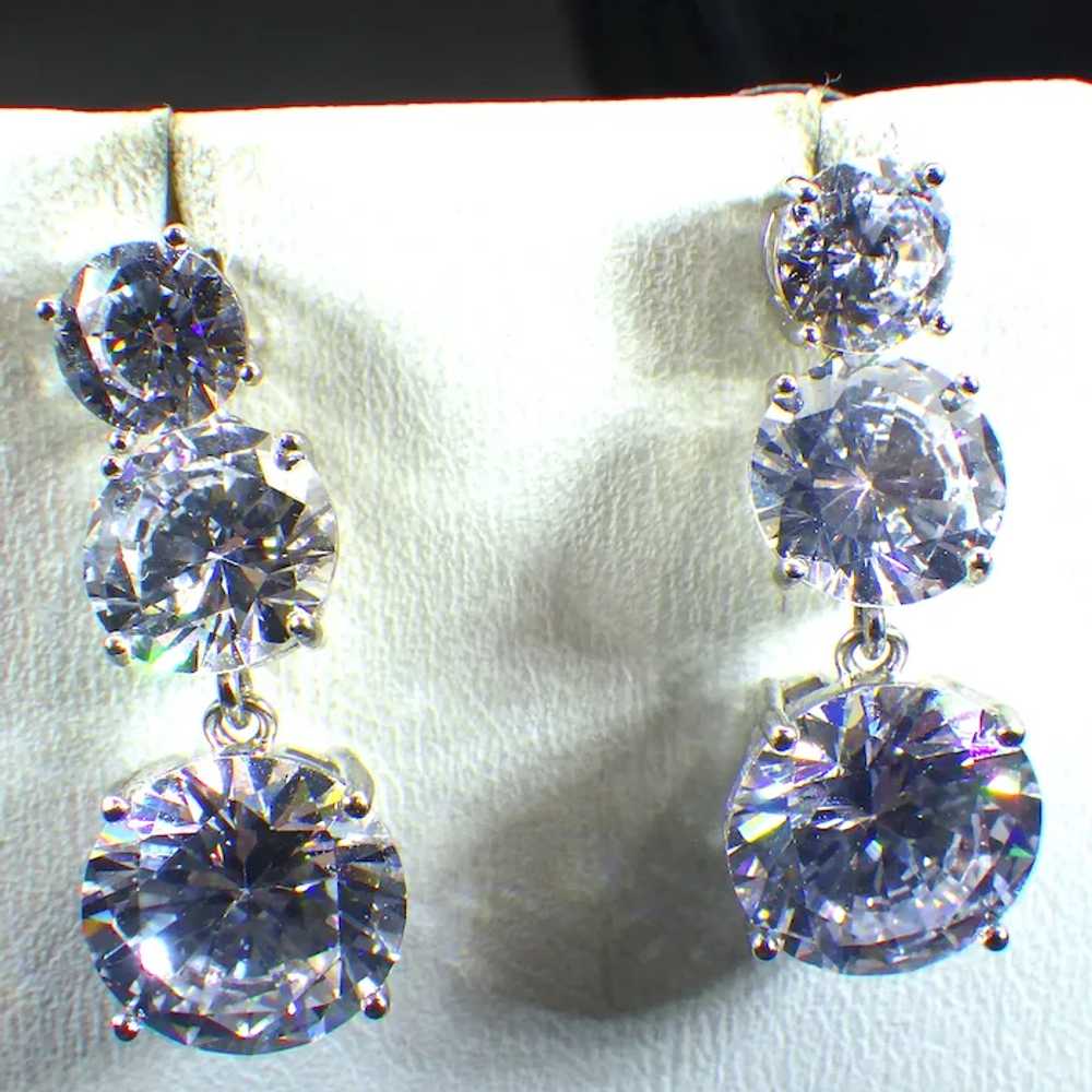 Brilliant Cubic Zirconia Crystal Earrings, Gradua… - image 3