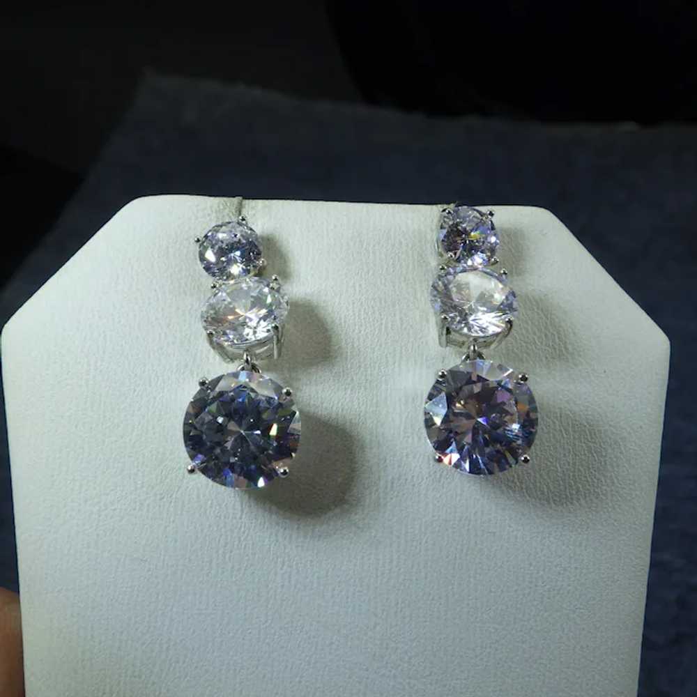 Brilliant Cubic Zirconia Crystal Earrings, Gradua… - image 4