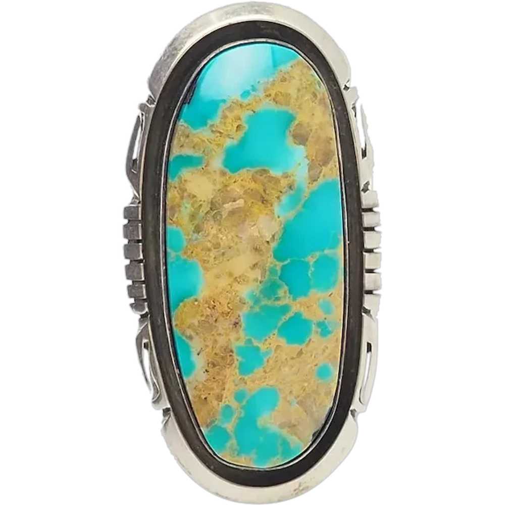 Althea Latome Navajo 925 silver large turquoise r… - image 1