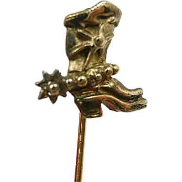 Yeehaw!! Cowboy Boot & Spurs Stickpin c. 1950