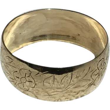 Gold Tone Engraved Bangle Bracelet