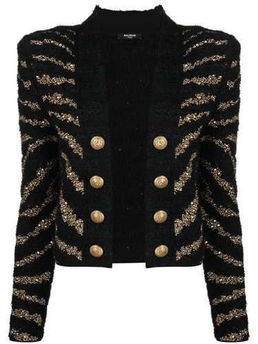 Balmain o1s1rm0624 Tweed Jacket in Black/Gold