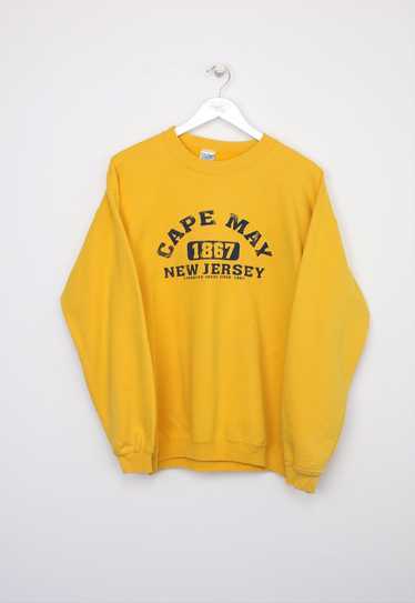 Vintage Gildan Cape May sweatshirt in yellow. Best