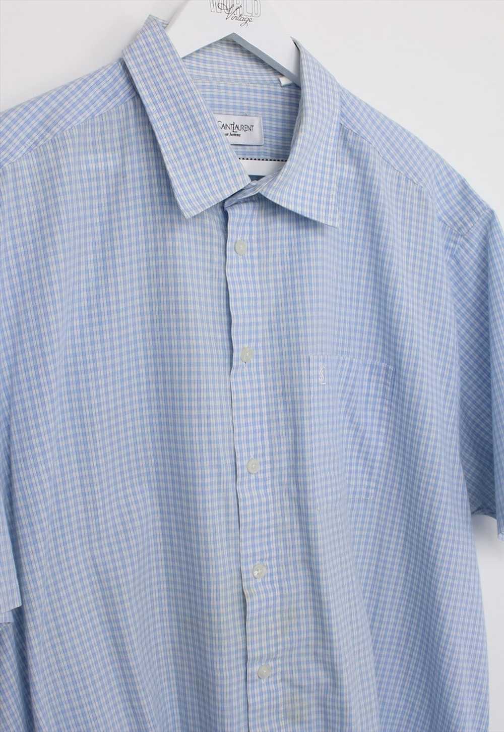 Vintage YSL checked shirt in blue and white. Best… - image 2