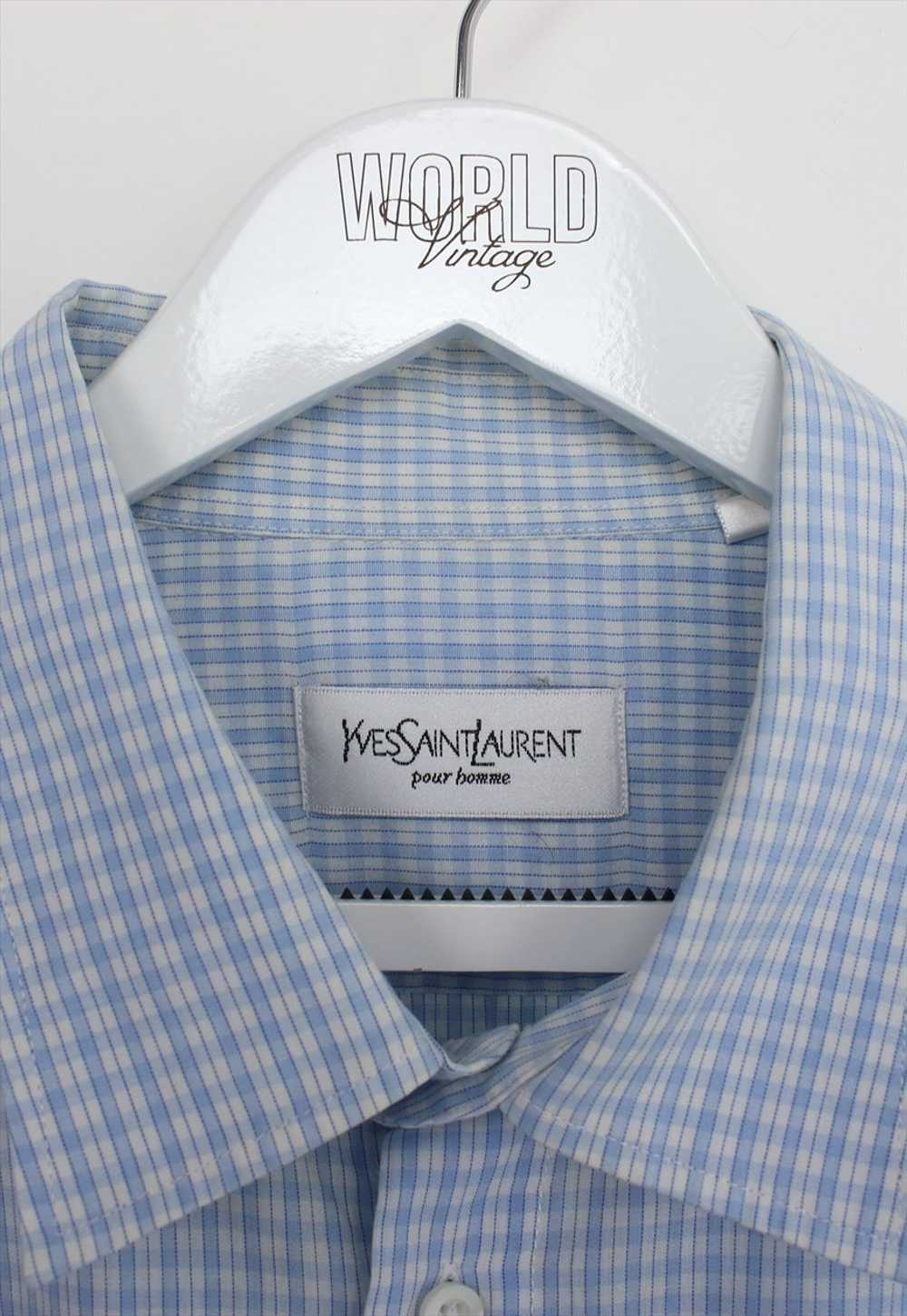 Vintage YSL checked shirt in blue and white. Best… - image 4