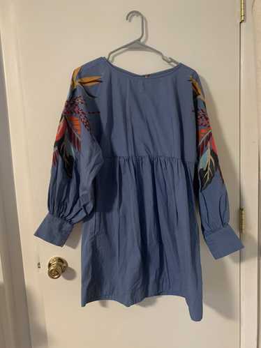 Free People FREE PEOPLE Blue Mini Boho Embroidered