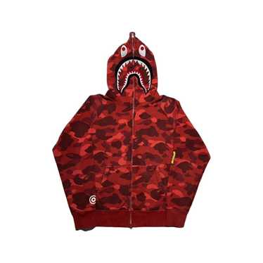 Bape × Vintage BAPE Red Camo Shark PONR Full Zip … - image 1