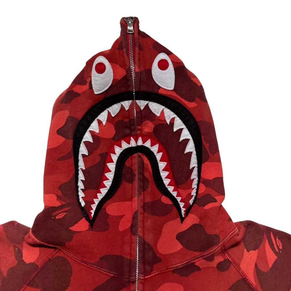 Bape × Vintage BAPE Red Camo Shark PONR Full Zip … - image 3