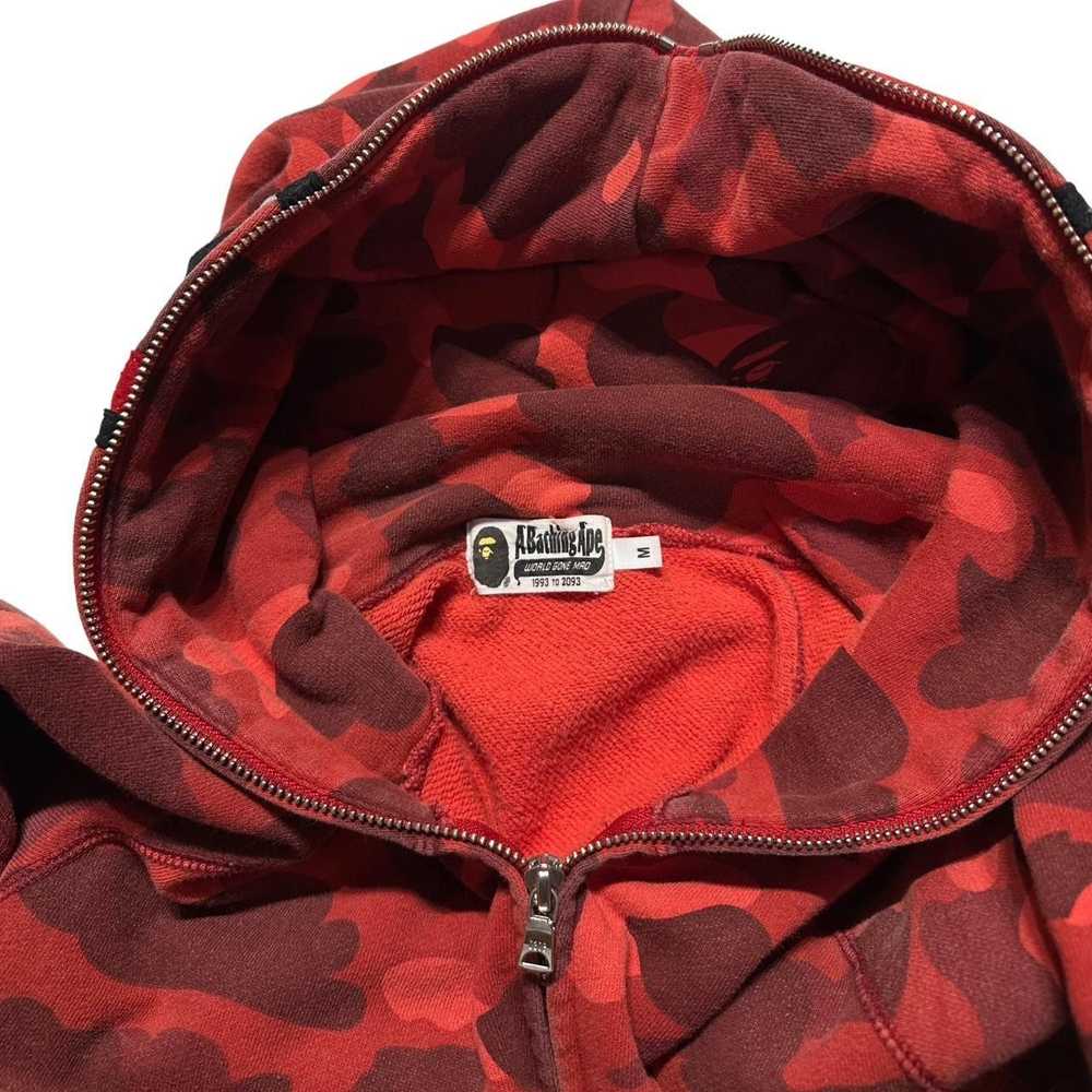 Bape × Vintage BAPE Red Camo Shark PONR Full Zip … - image 4