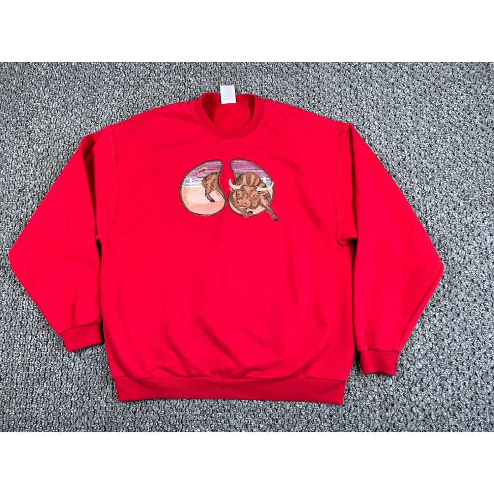 Jerzees VTG Bullfighting Embroidered Sweatshirt A… - image 1