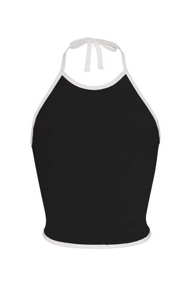 Rat Boi LINED CONTRAST HALTER TOP IN ONYX