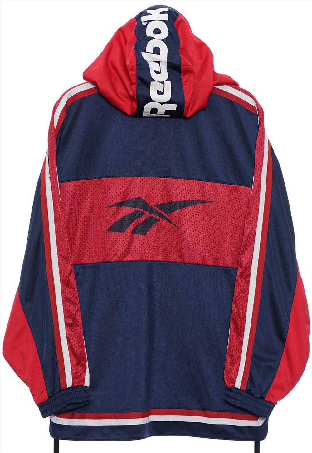 Vintage Reebok 90s Spellout Navy Tracksuit Jacket… - image 2