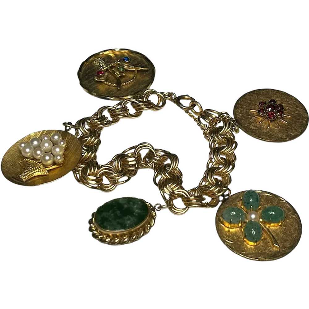 Fantastic Vintage 12k Gold-Filled Charm Bracelet - image 1