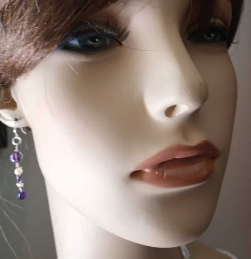 Amethyst and Freshwater Pearl Gem Twist Earrings … - image 2