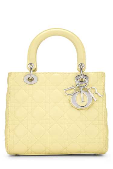 Yellow Cannage Quilted Lambskin Lady Dior Medium