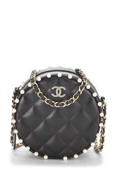 Black Quilted Lambskin Round Classic Chain Clutch - image 1