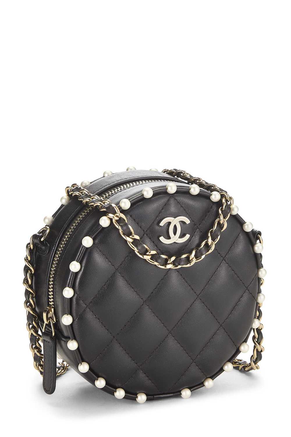 Black Quilted Lambskin Round Classic Chain Clutch - image 2