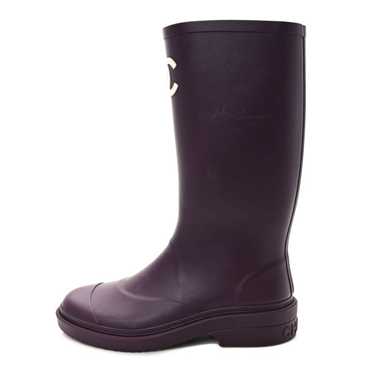 CHANEL Caoutchouk CC High Boots 37 Dark Purple - image 1