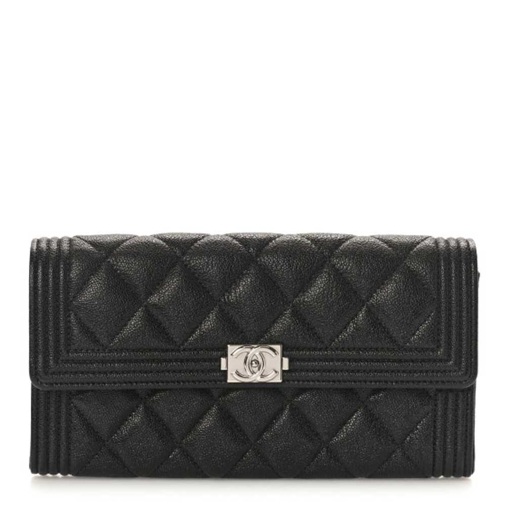 CHANEL Caviar Quilted Large Boy Gusset Flap Walle… - image 1