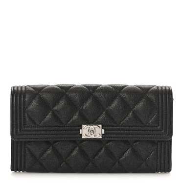 CHANEL Caviar Quilted Large Boy Gusset Flap Walle… - image 1