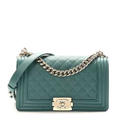 CHANEL Caviar Quilted Medium Boy Flap Turquoise