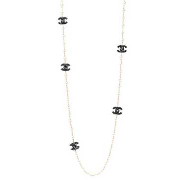 CHANEL Pearl Beaded Resin Crystal CC Long Necklace