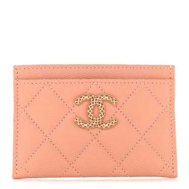 CHANEL Caviar Metal Perforated Quilted CC Card Hol