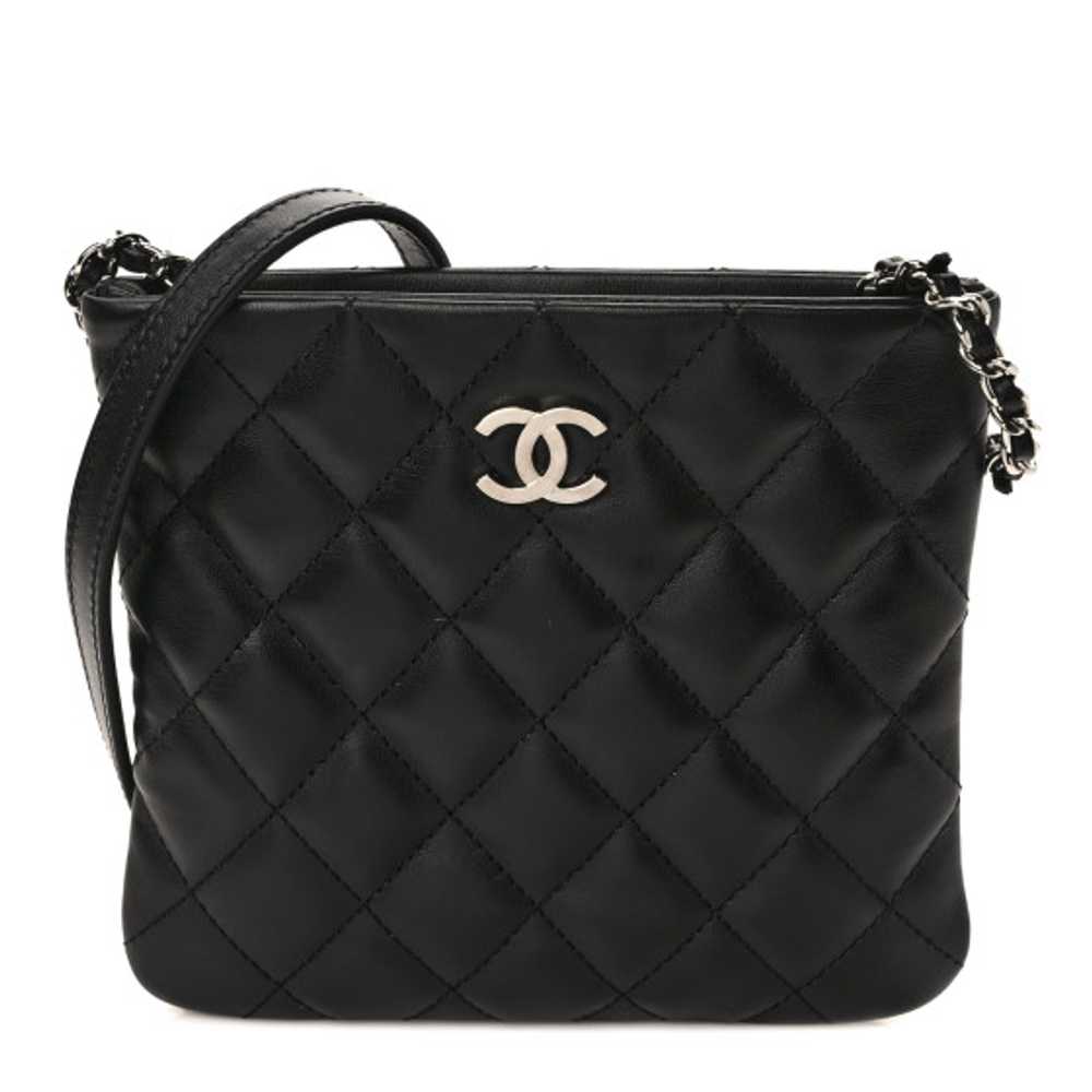 CHANEL Lambskin Quilted Crossbody Bag Black - image 1