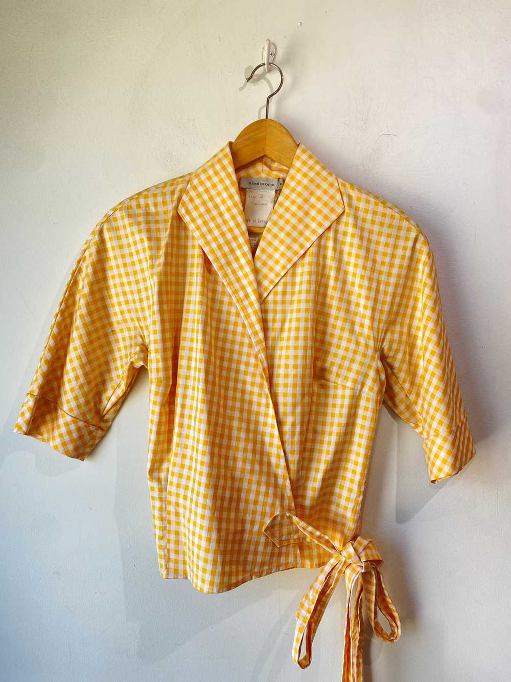 Vintage Rene Lezard Gingham Wrap Blouse - image 1