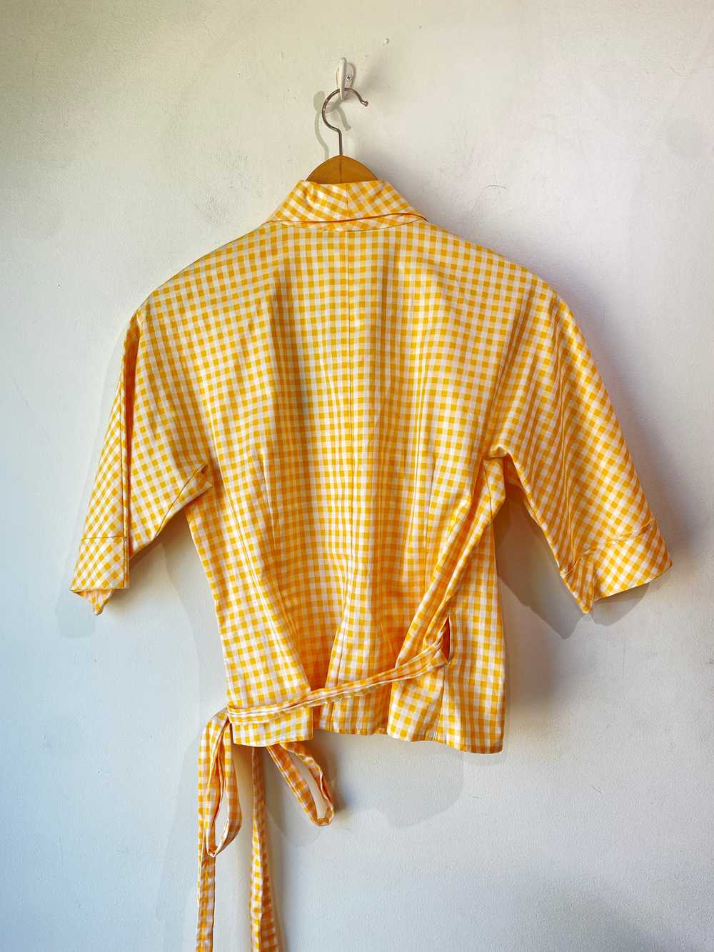 Vintage Rene Lezard Gingham Wrap Blouse - image 3