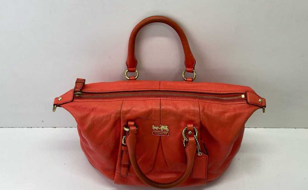 COACH 21222 Orange Leather Shoulder Satchel Bag - image 4