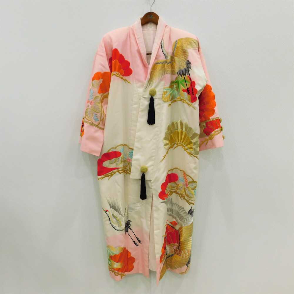 Vintage MCM Mid Century Embroidered Kimono Style … - image 1